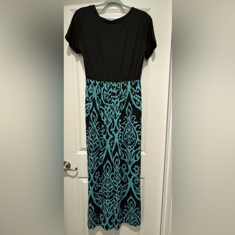 Black and Teal Maxi Dress